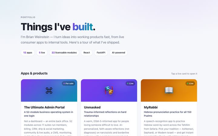 Screenshot of the Geulah Labs portfolio gallery